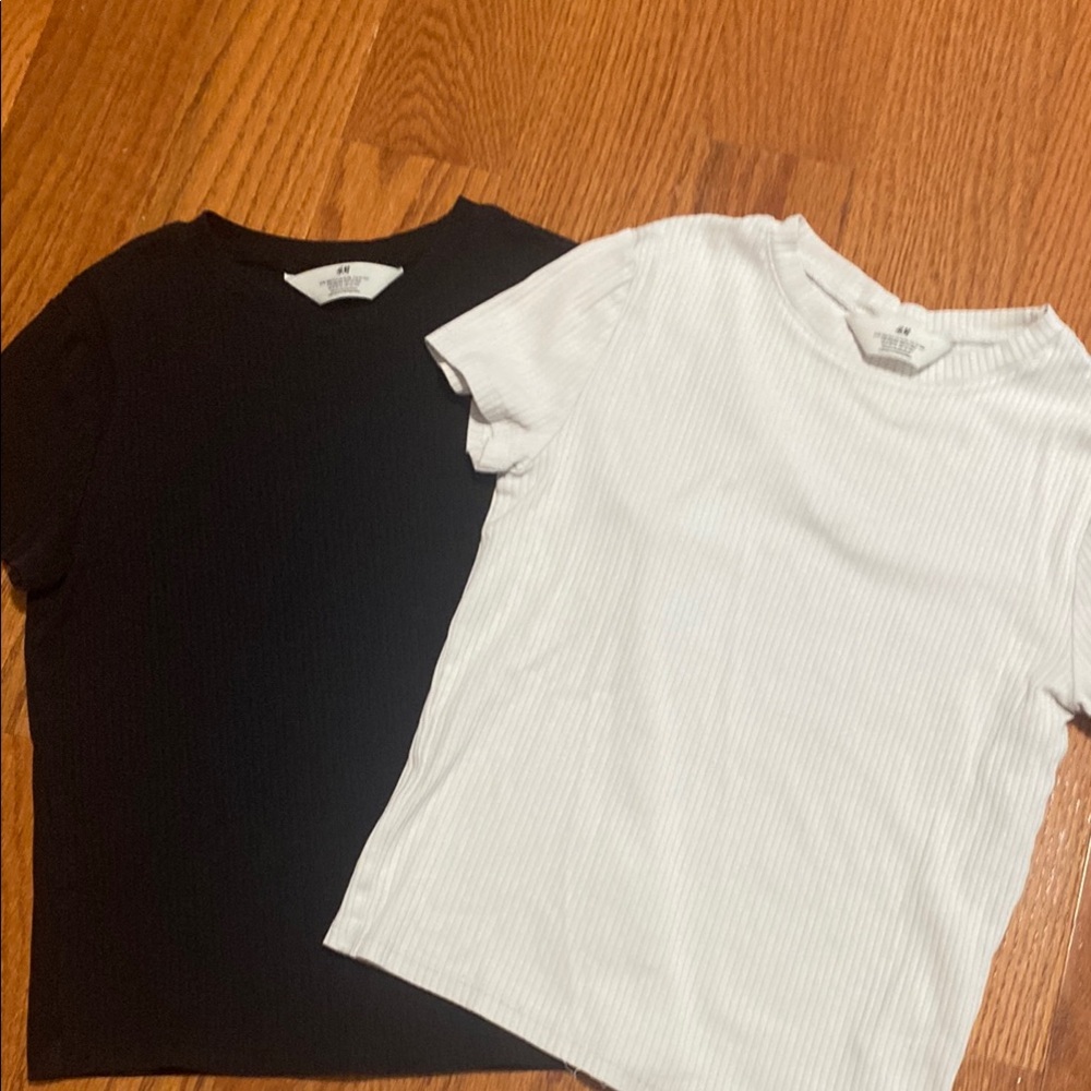 H&M Kids Black and White Short Sleeve Ribbed Tees